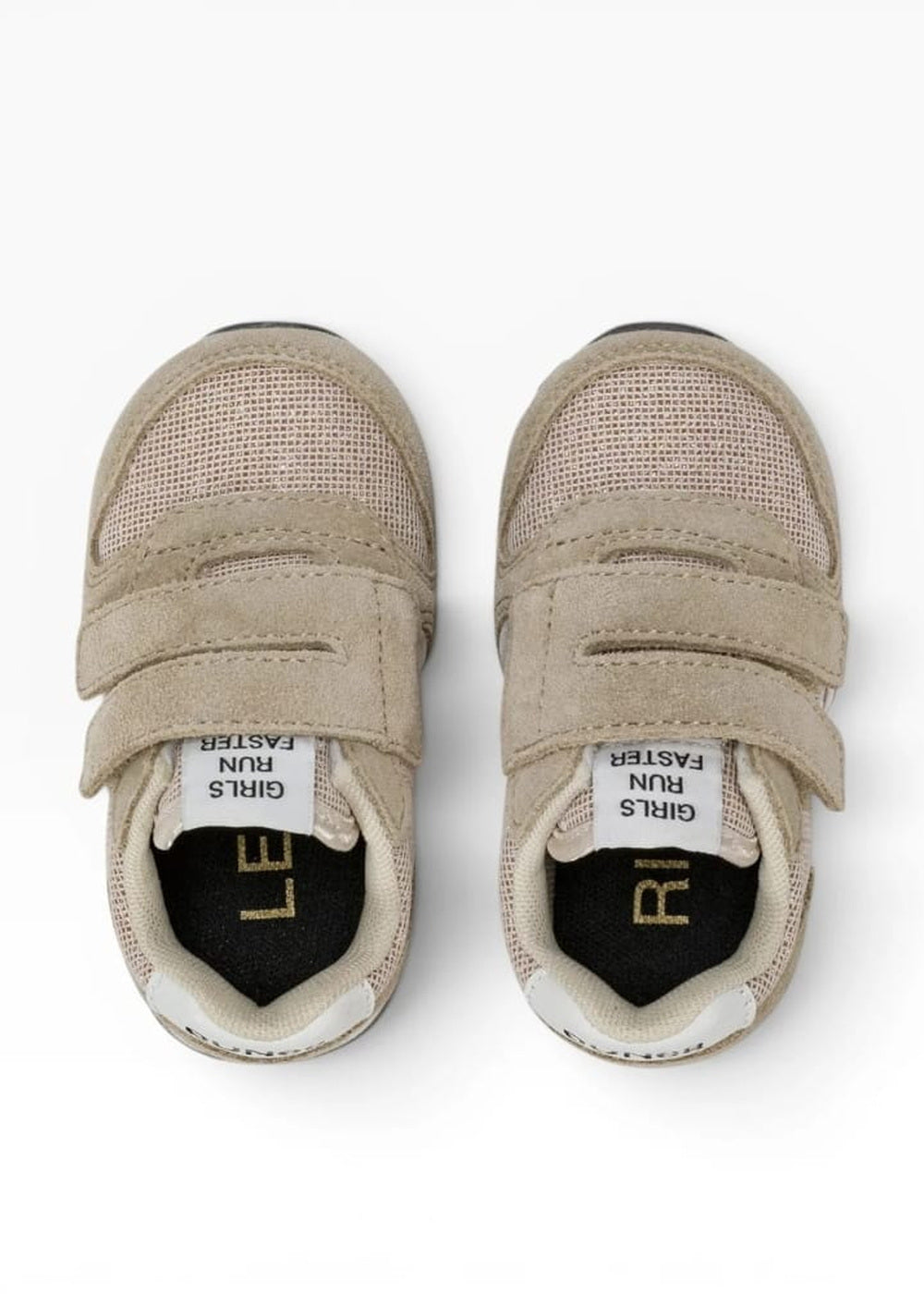 SUN68 Sneakers Beige Bambina con Glitter e Doppio Strappo Z46404B