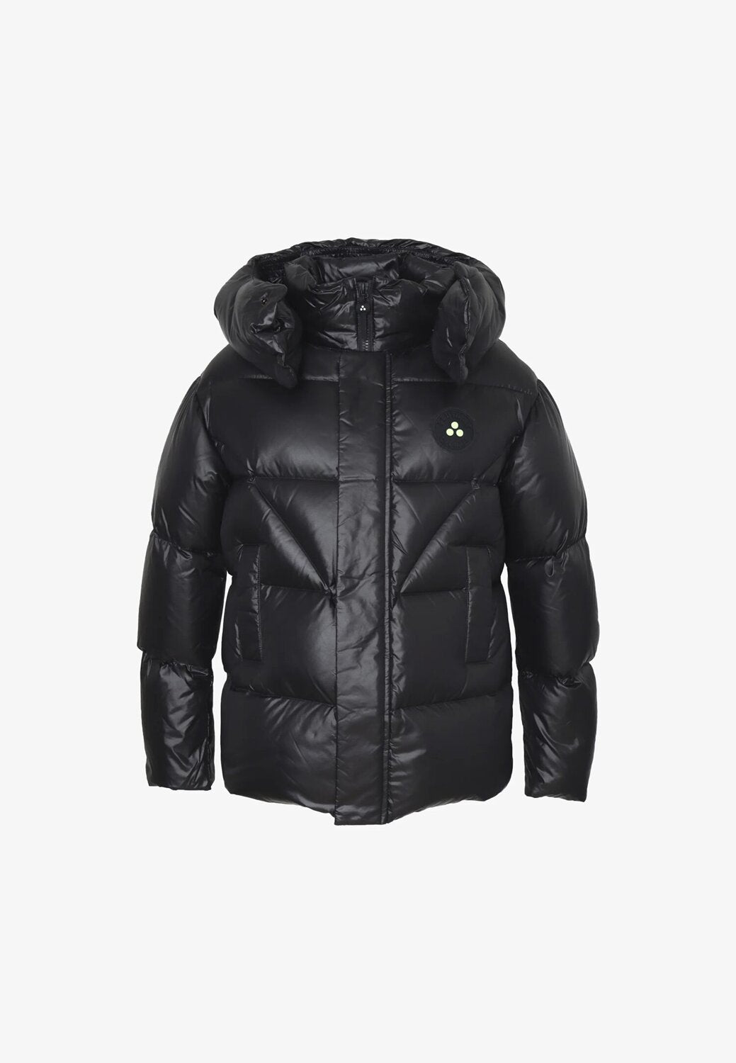 Peuterey piumino invernale bambino nero imbottito in piuma con cappuccio