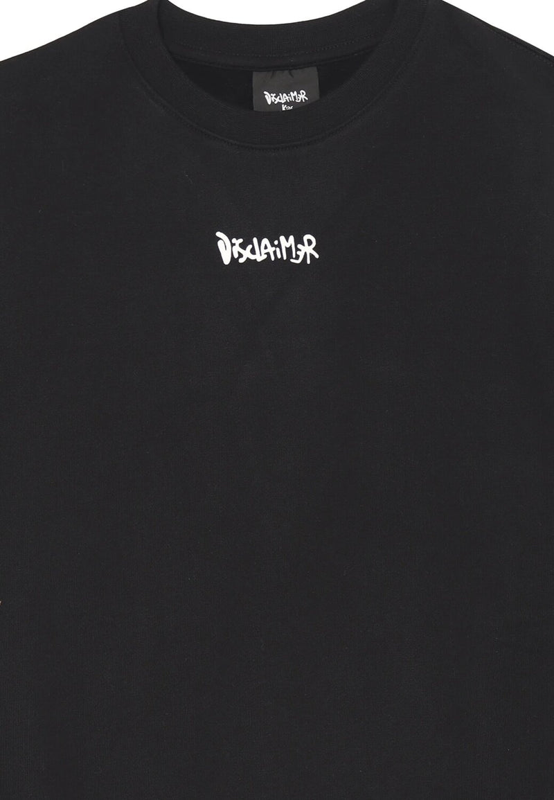 Disclaimer felpa bambino nera cotone inverno logo ricamato - NERO | CammarataMode