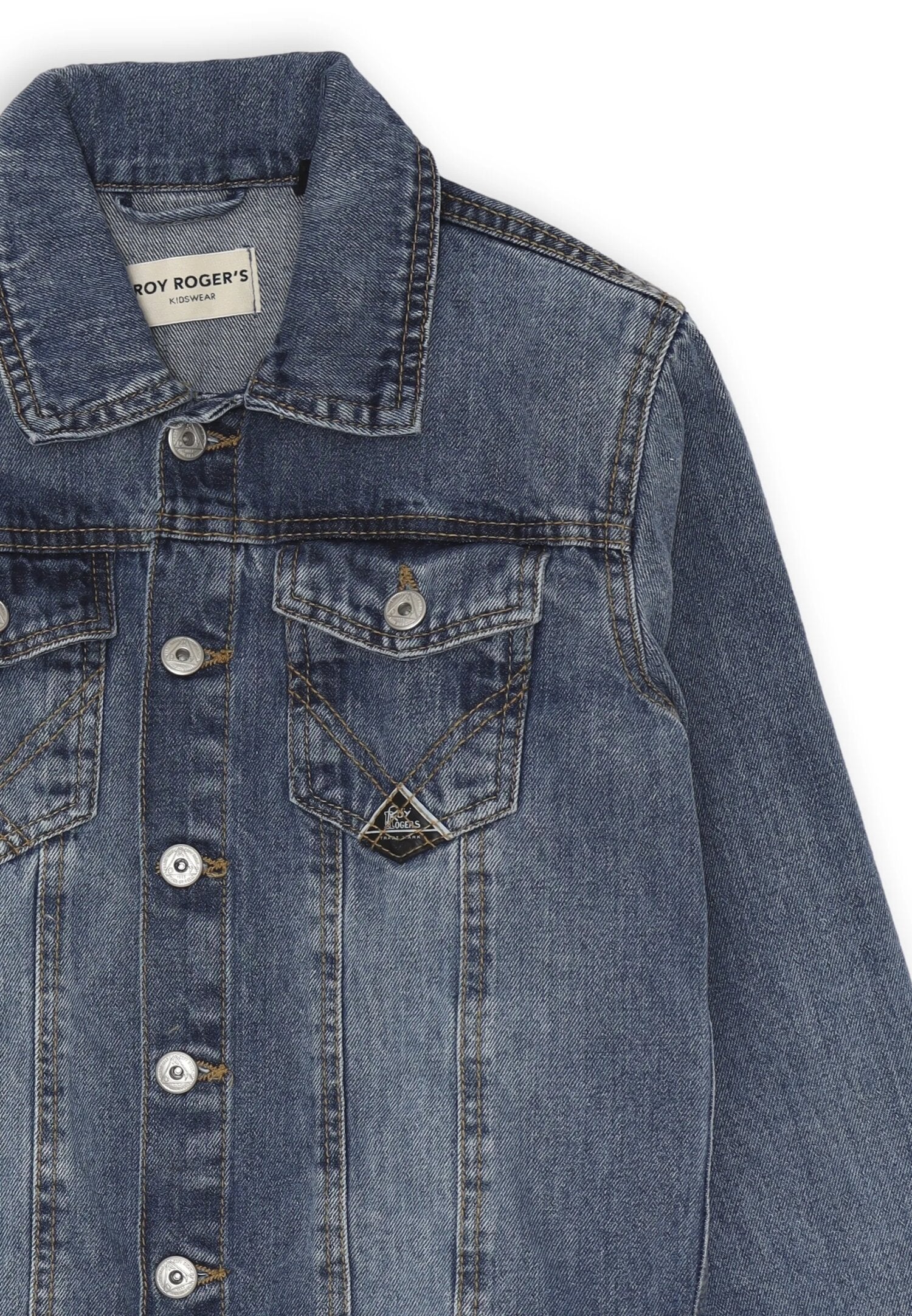 Giubbotto jeans bambino Roy Rogers blu denim primavera estate 2025 | CammarataMode