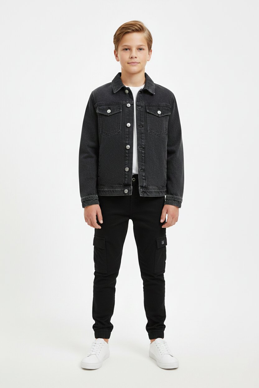 Calvin Klein Pantalone Cargo Nero Ragazzo Tasche Laterali Sportivo PE26