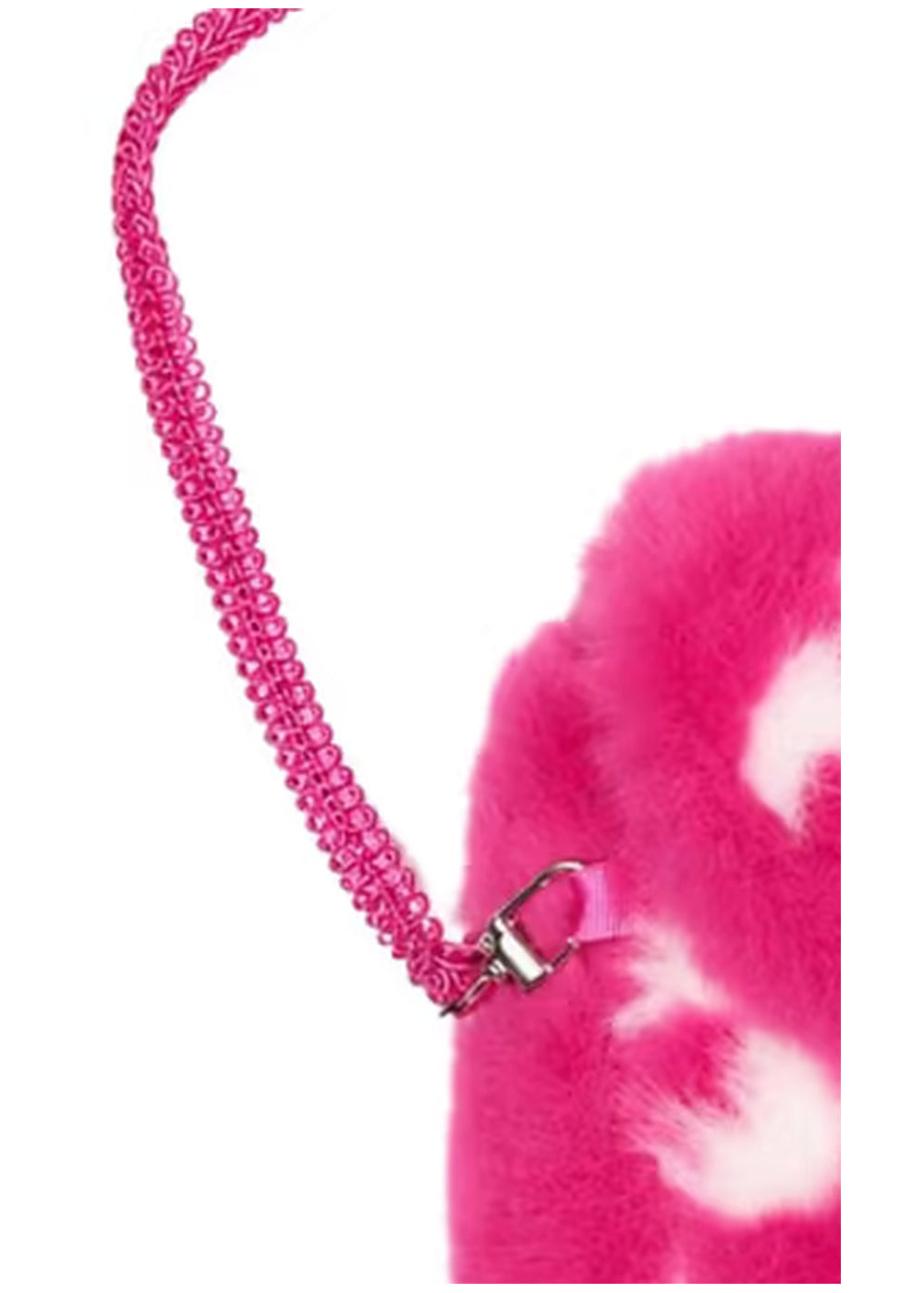GCDS Borsa Fucsia Bambina Effetto Pelliccia Logo All Over AI26C2GJQW997E204 dettaglio tessuto