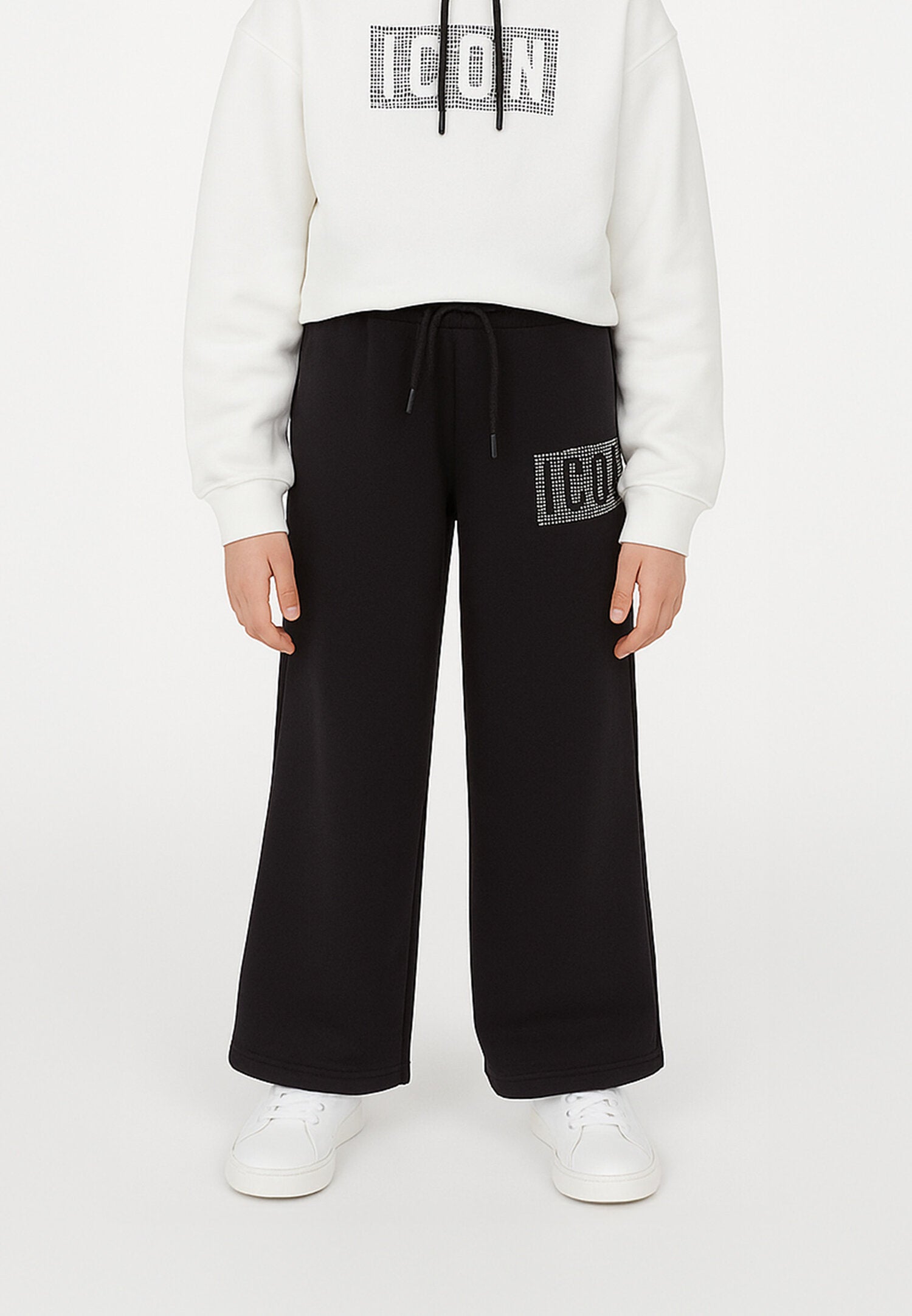 Icon Pantalone nero Bambina In Cotone Vita Regolabile Sportivo AI25