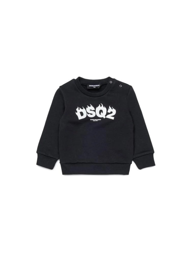 Dsquared felpa infant in cotone nero con stampa logo Bambino