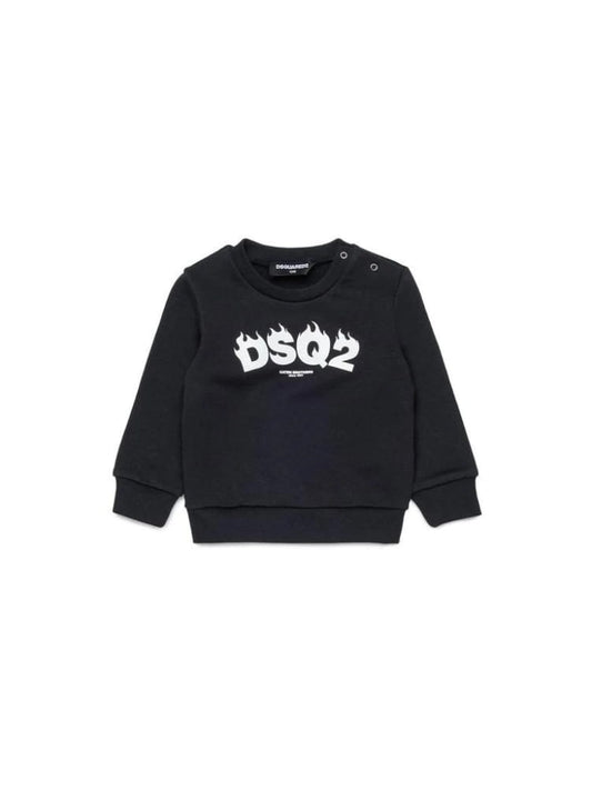 Dsquared felpa infant in cotone nero con stampa logo Bambino