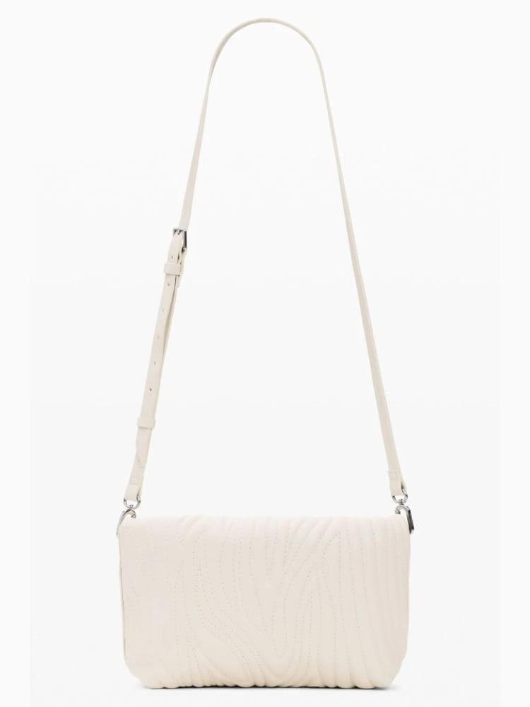 Desigual borsa trokel ecru con tracolla in ecopelle bianca