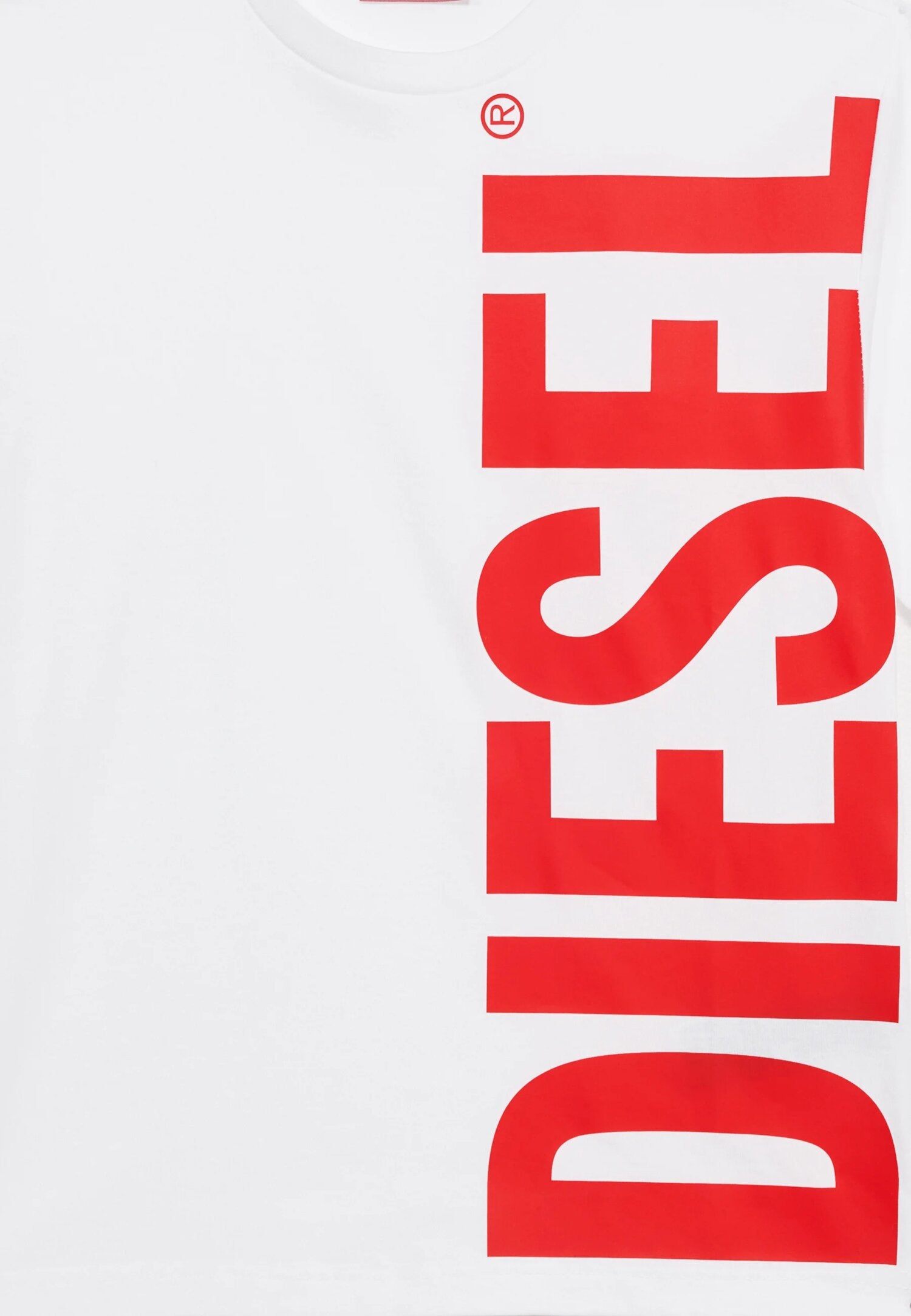 Diesel Tshirt Bianca Con Logo Verticale Grande Bambino MTOMS_