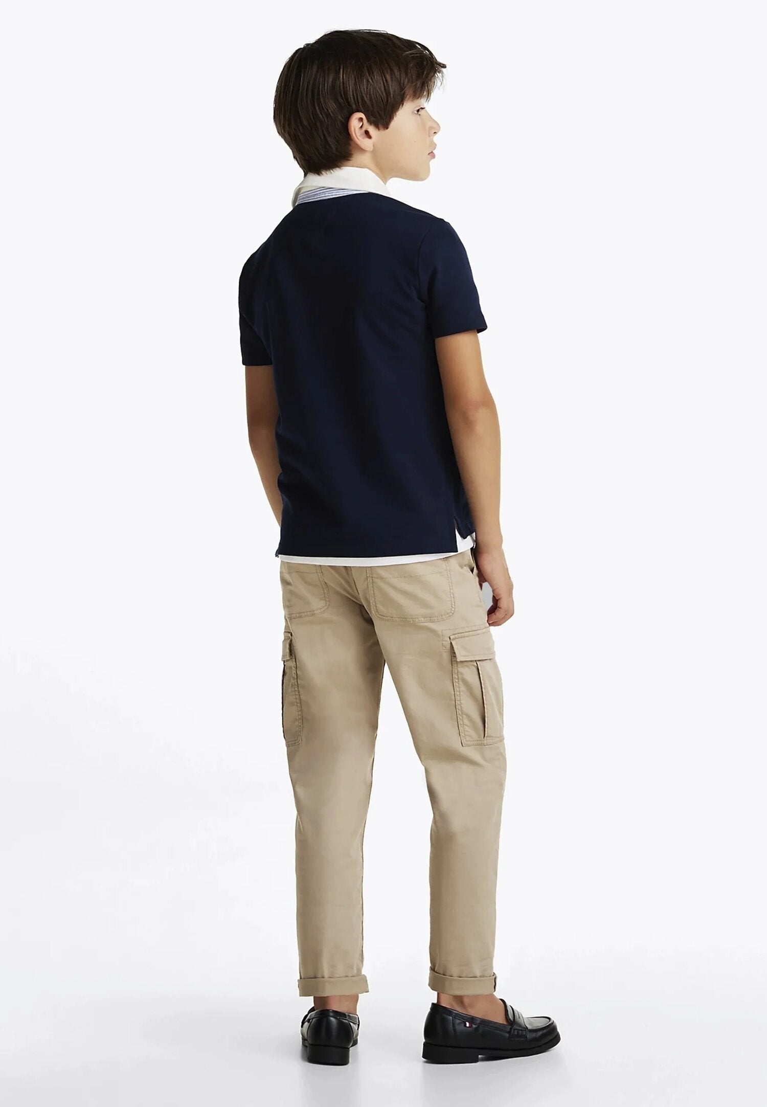 Polo blu Tommy Hilfiger bambino con colletto bianco | CammarataMode