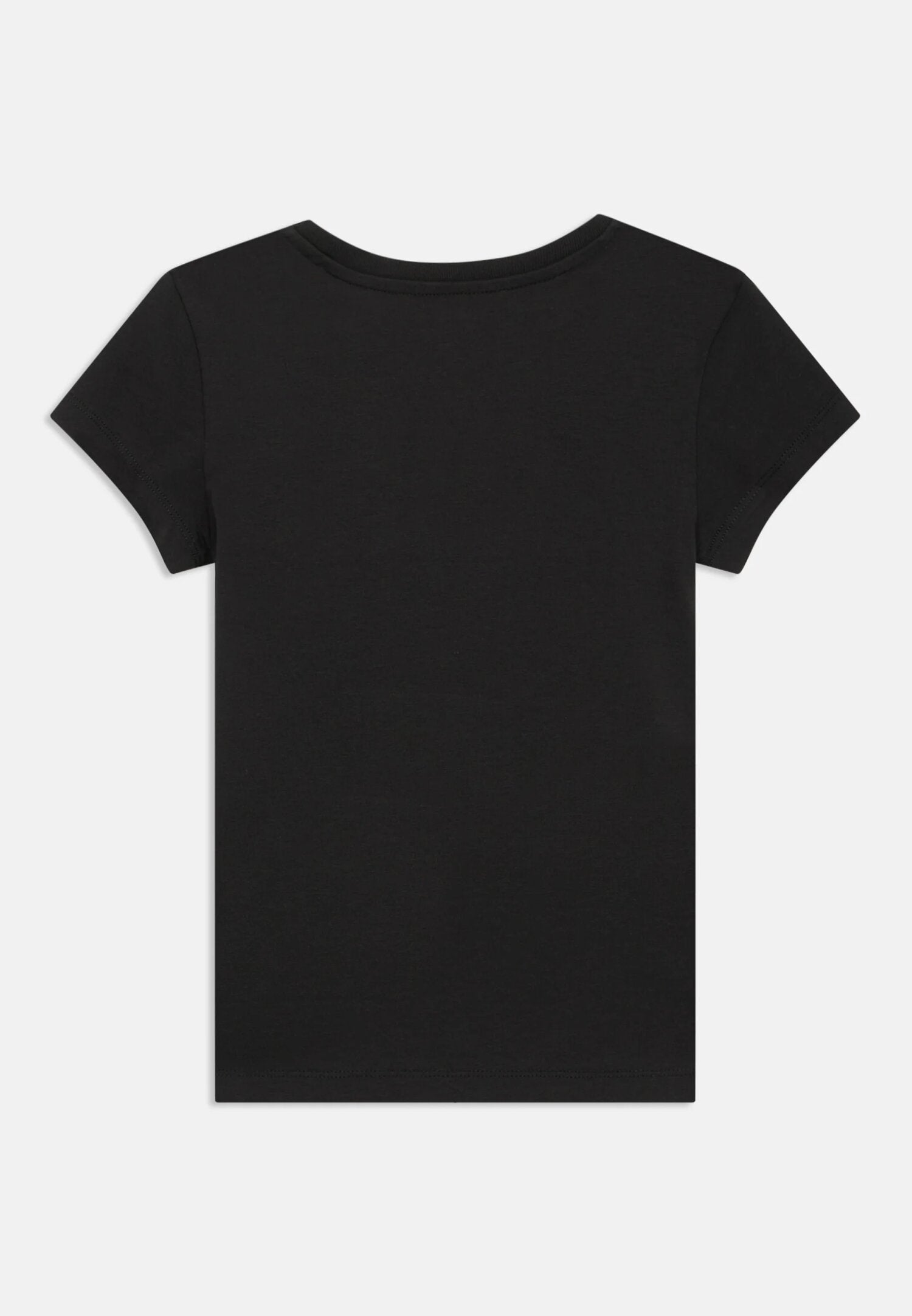 Calvin Klein Tshirt Nera Bambina In Jersey Maniche Corte Scuola PE26