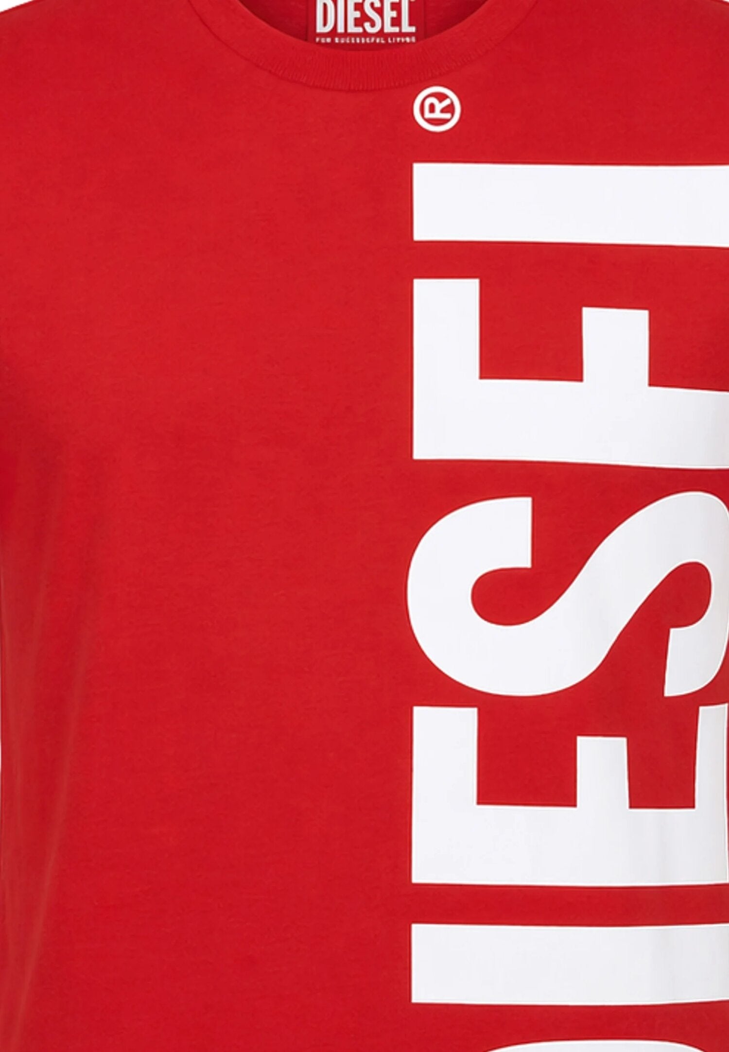 Diesel Tshirt Rossa Con Logo Verticale Grande Bambino MTOMS_