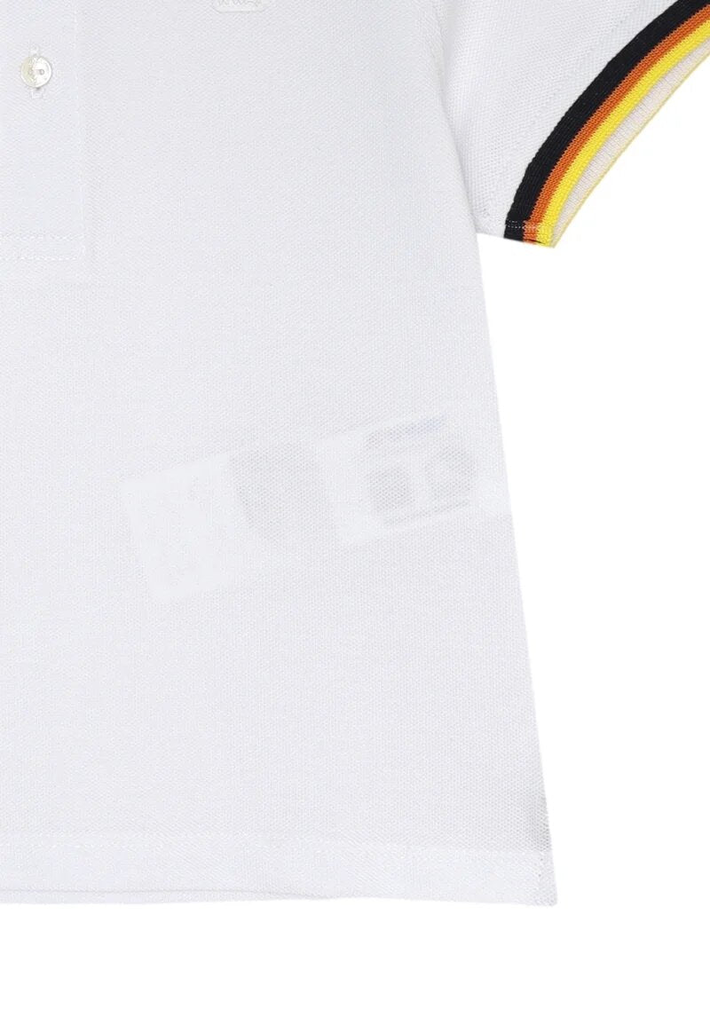 K-Way Polo White Child Kids Junior Contrast Collar - WHITE | CammarataMode