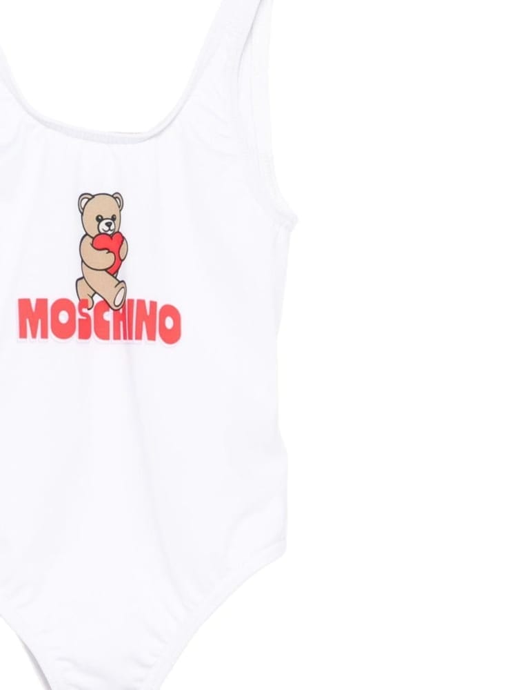 Moschino costume da bagno intero infant bianco con logo teddy Bambina
