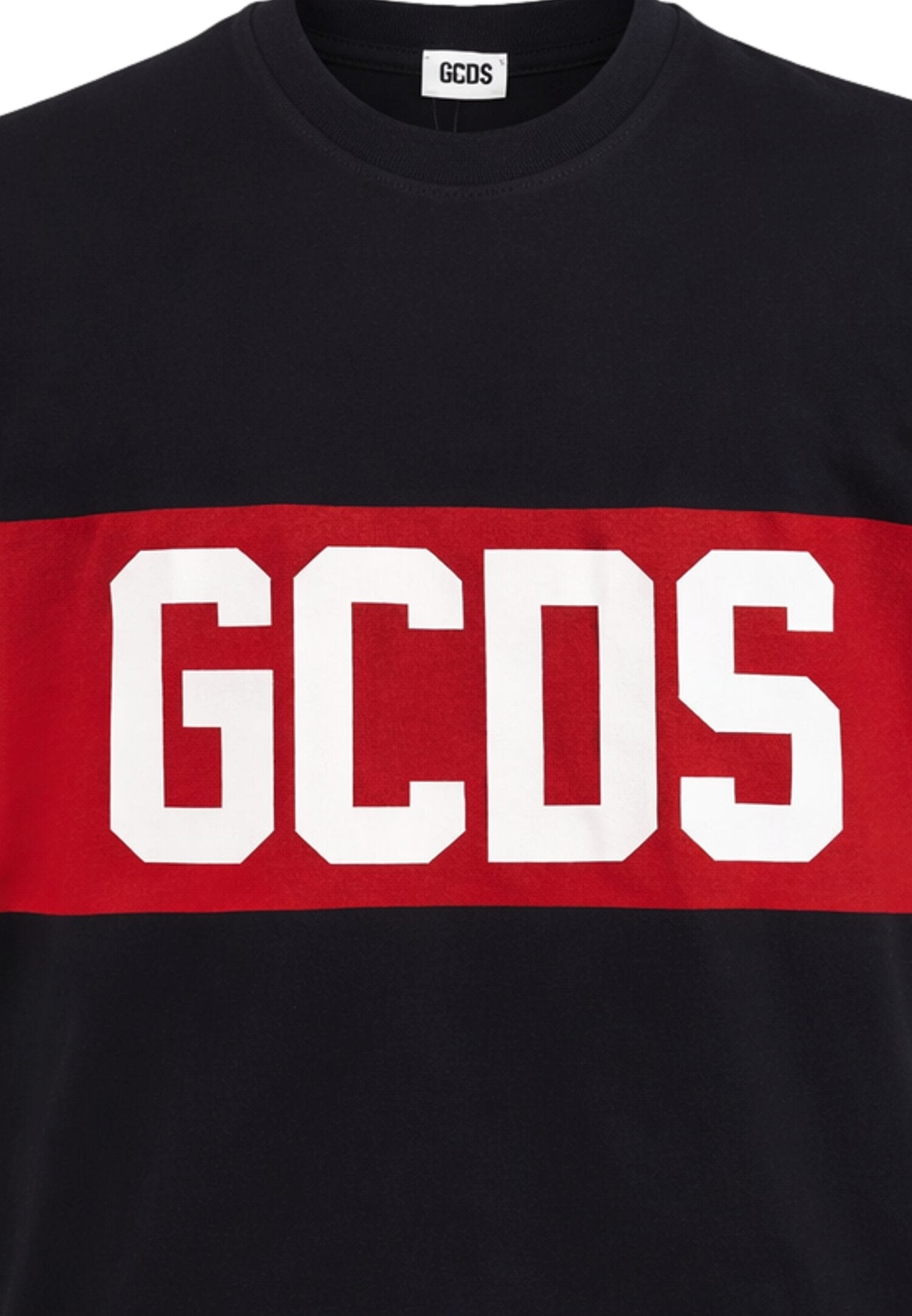 Gcds t-Shirt Nero-Rosso Bambino Ragazzo Girocollo Sportivo In Cotone 745907