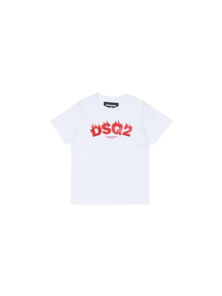Dsquared t-shirt infant in cotone bianco con logo Bambino