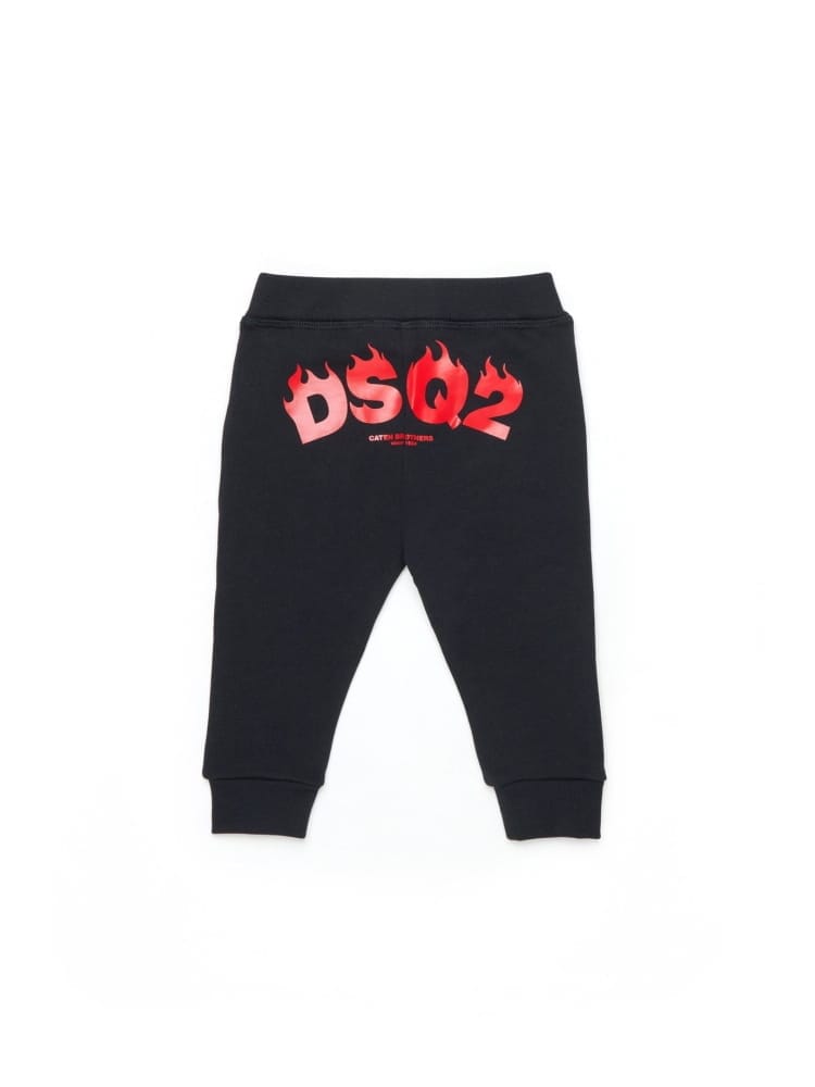 Dsquared pantaloni infant in felpa nera con logo Bambino