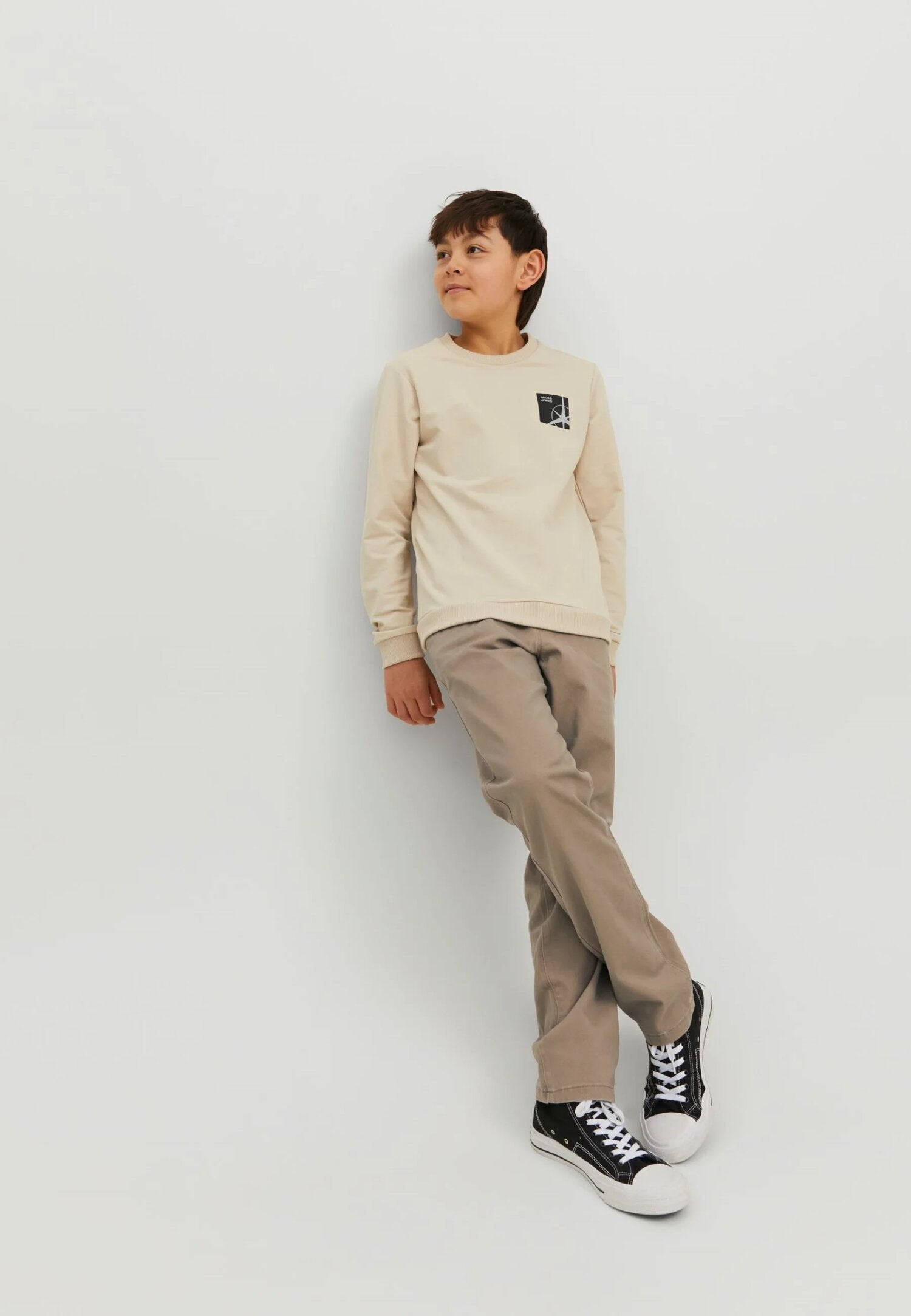 Jack & Jones chino bambino beige cotone elastico tasche laterali