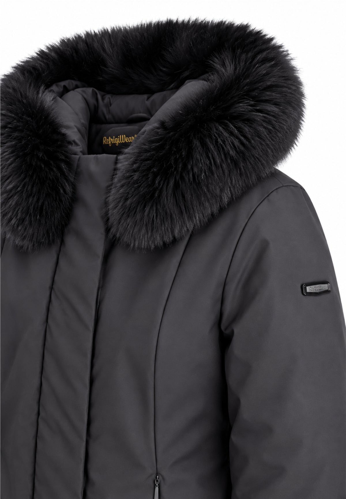 REFRIGIWEAR GIUBBOTTO NERO CORTO CON PELLICCIA E CAPPUCCIO Donna SHORT LADY TECH FUR JACKET.NE_