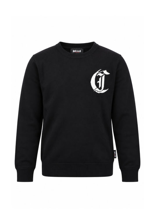 JUST CAVALLI MAGLIONCINO NERO CON LOGO DAVANTI GRANDE Bambini e ragazzi JBA26013MA.NE_