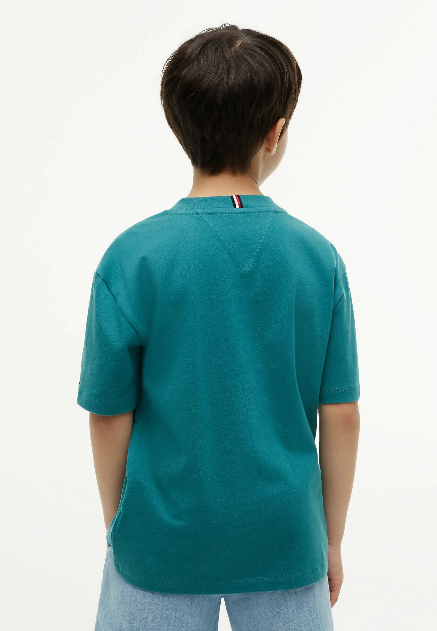 TOMMY HILFIGER TSHIRT VERDE CHIARO LOGO BANDIERA MANICHE CORTE Bambini e ragazzi KB0KB10340CT3_