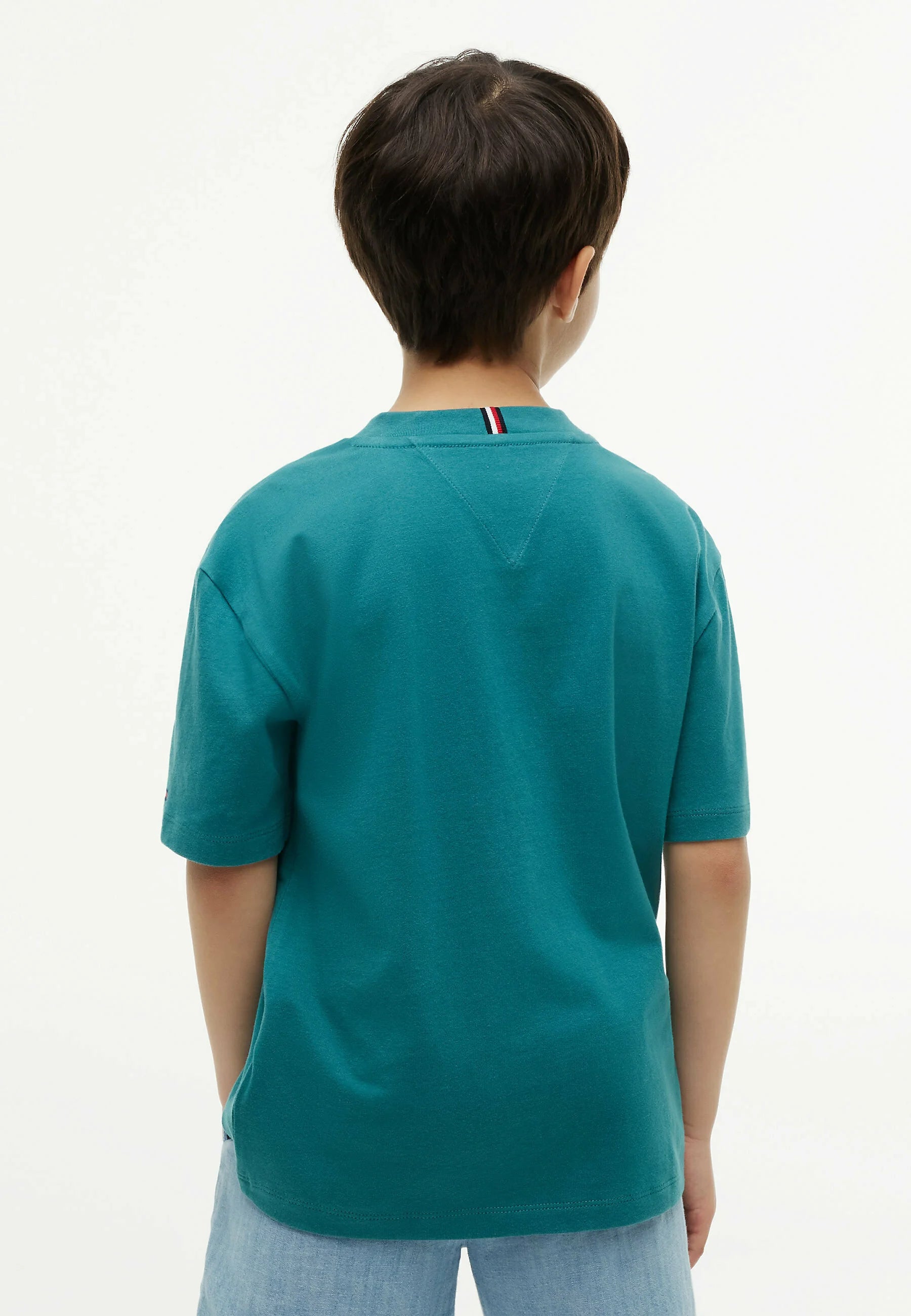 TOMMY HILFIGER TSHIRT VERDE CHIARO LOGO BANDIERA MANICHE CORTE Bambini e ragazzi KB0KB10340CT3_