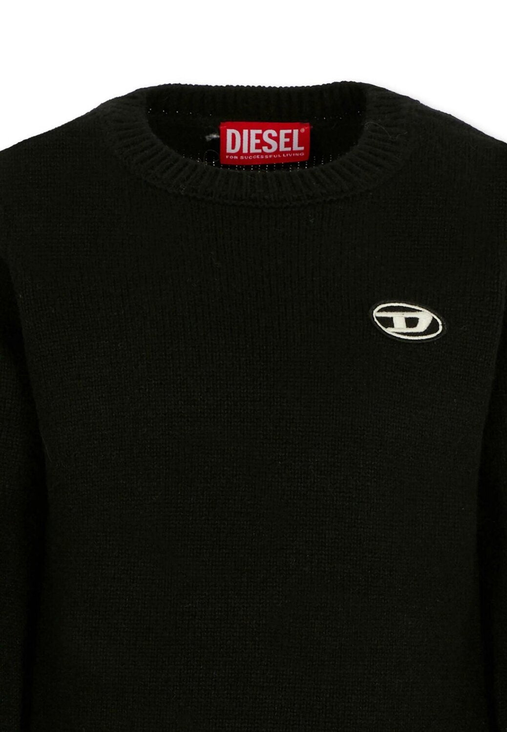 Diesel maglione bambino ragazzo nero girocollo cotone logo ricamato