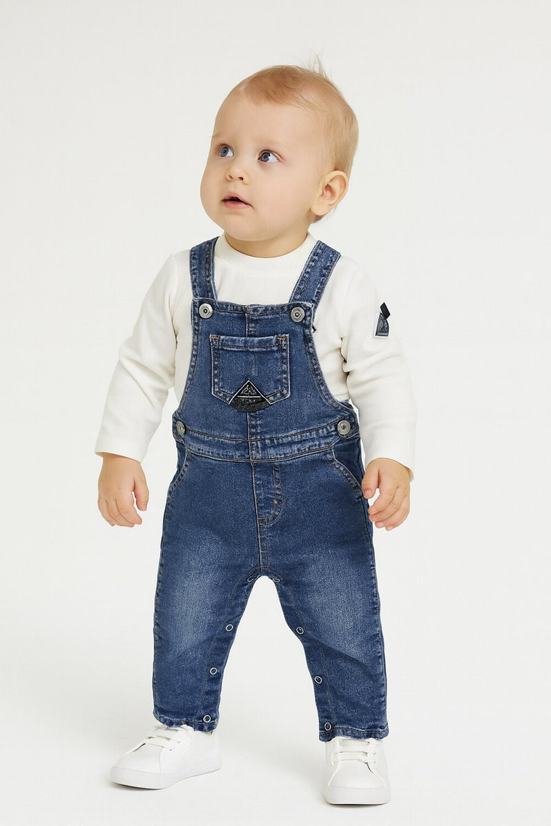 Roy Rogers Set Bambina – Salopette in Denim con T-shirt Off White - PANNA | CammarataMode