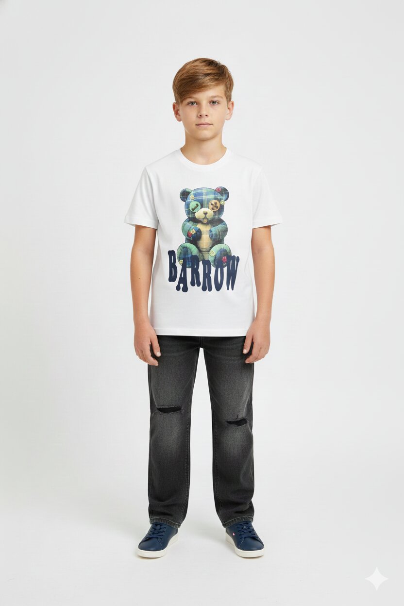 Barrow Tshirt Bianca Bambino In Cotone Maniche Corte Sportivo AI 25