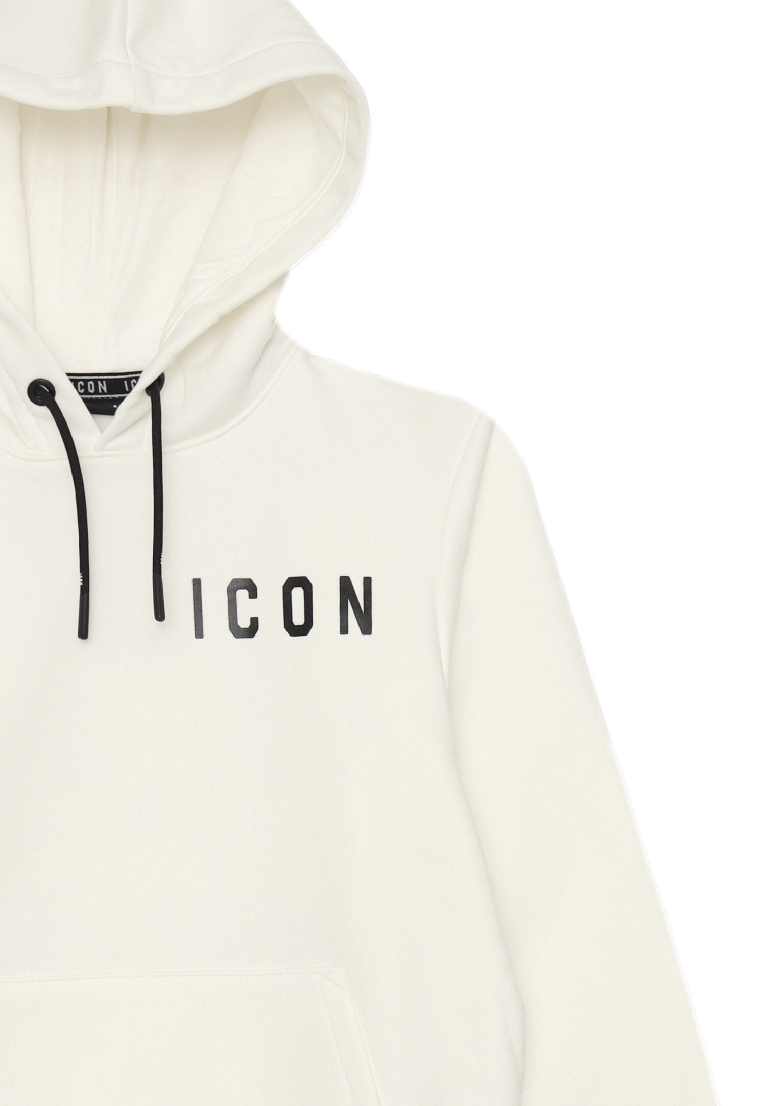 Icon Felpa Bianca Bambino In Cotone Con Cappuccio Sportivo AI25