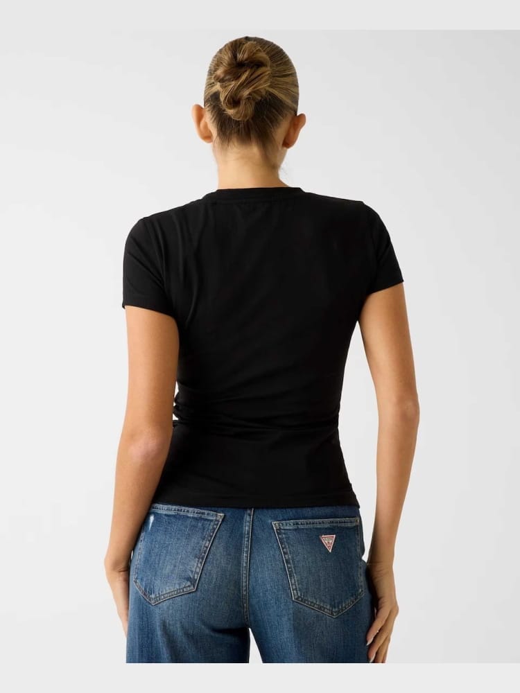 Guess tshirt nera donna motivo floreale
