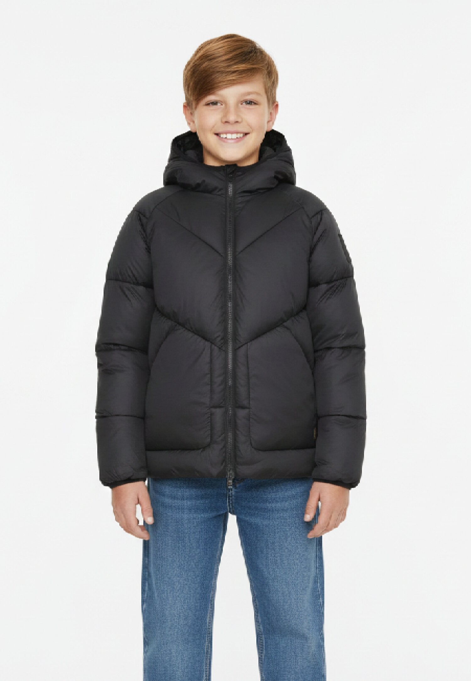 Refrigiwear Giubbotto Nero Bambino In Nylon Con Cappuccio Invernale AI25