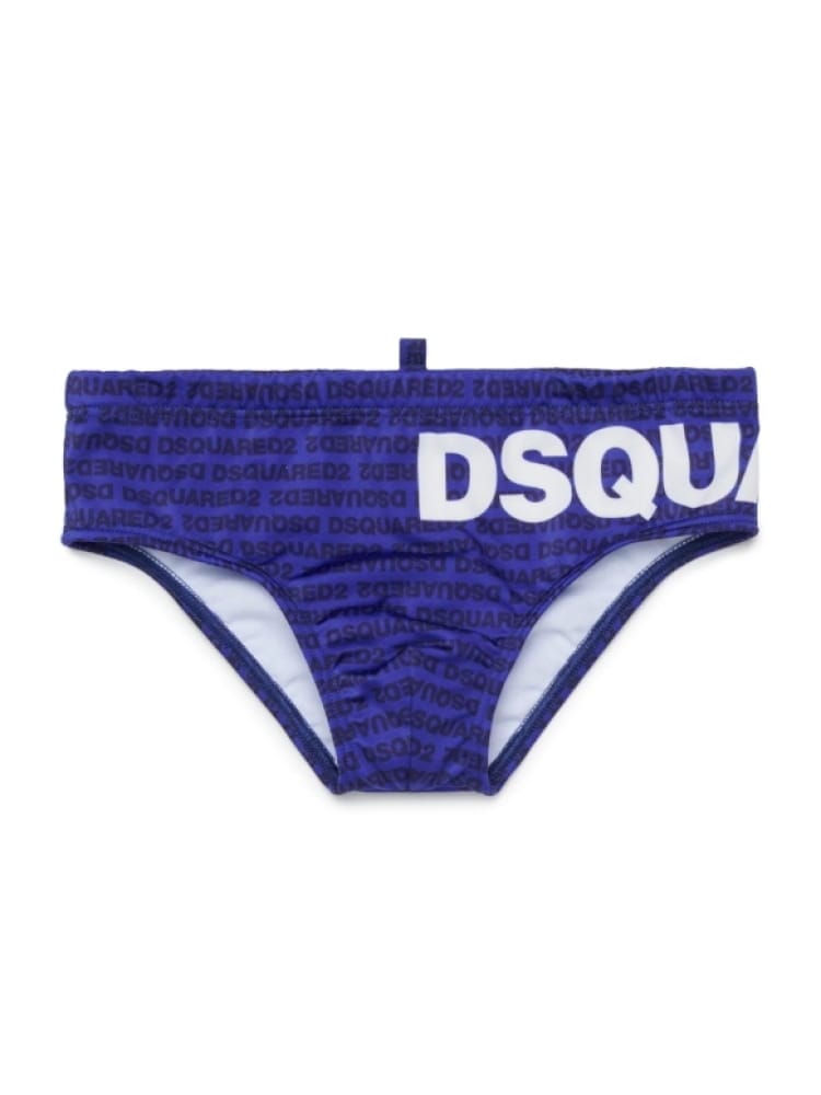 Dsquared costume da bagno slip kids/junior blu con logo Bambino
