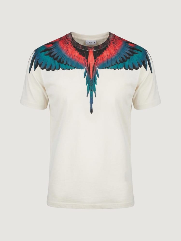 County Of Milan marcelo burlon t-shirt in jersey bianco con stampa ali Uomo