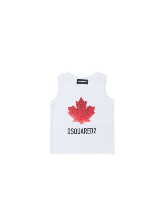 Dsquared canotta infant in cotone bianco con logo Bambino