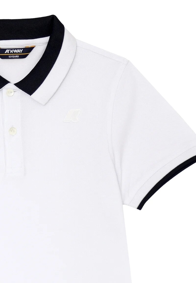 K-Way Polo White Child Kids Junior Contrast Collar - WHITE | CammarataMode