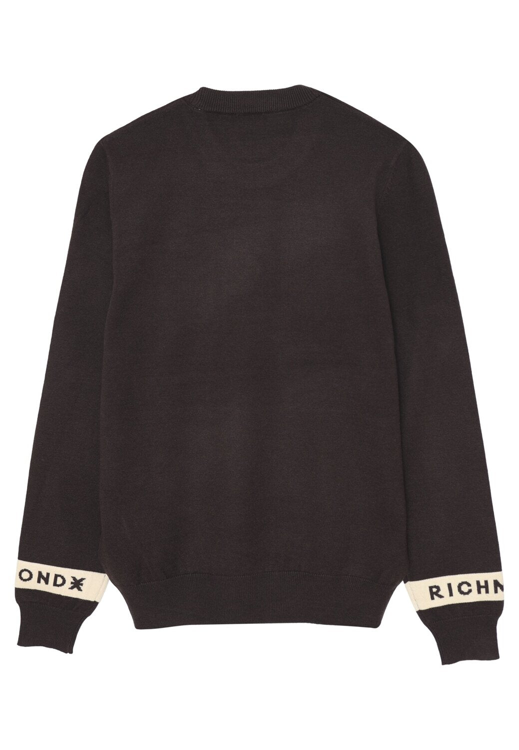 John Richmond maglia uomo lana marrone collo tondo polsini logo | CammarataMode