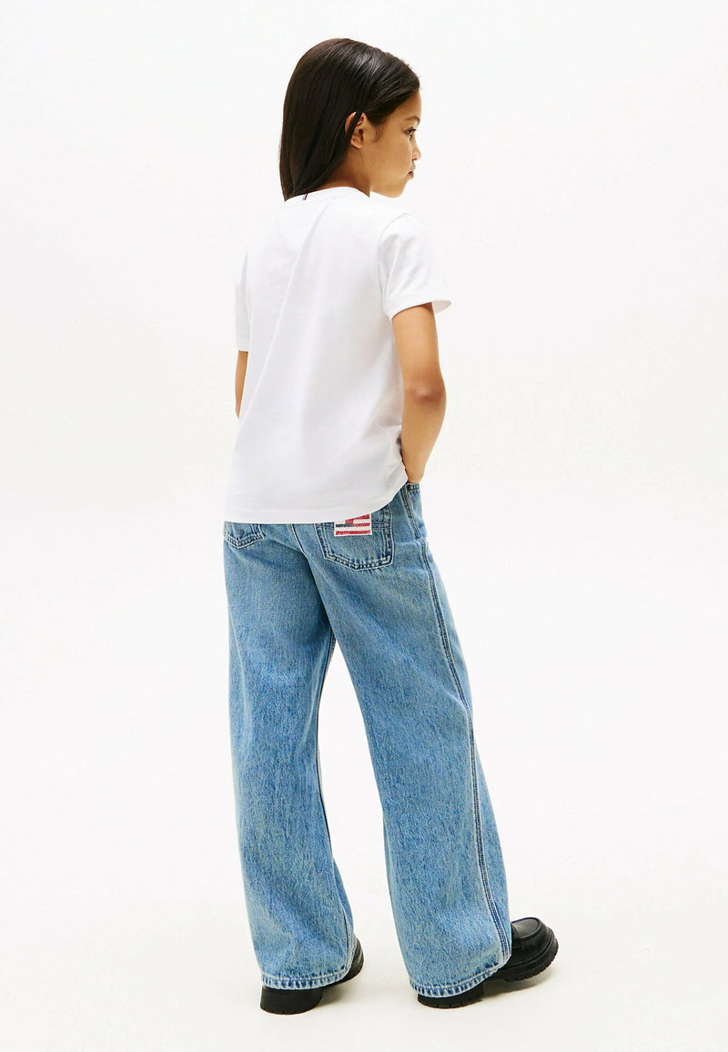 Tommy Hilfiger T-shirt Bianca Bambina Kids Junior Stampa Logo - BIANCO | CammarataMode