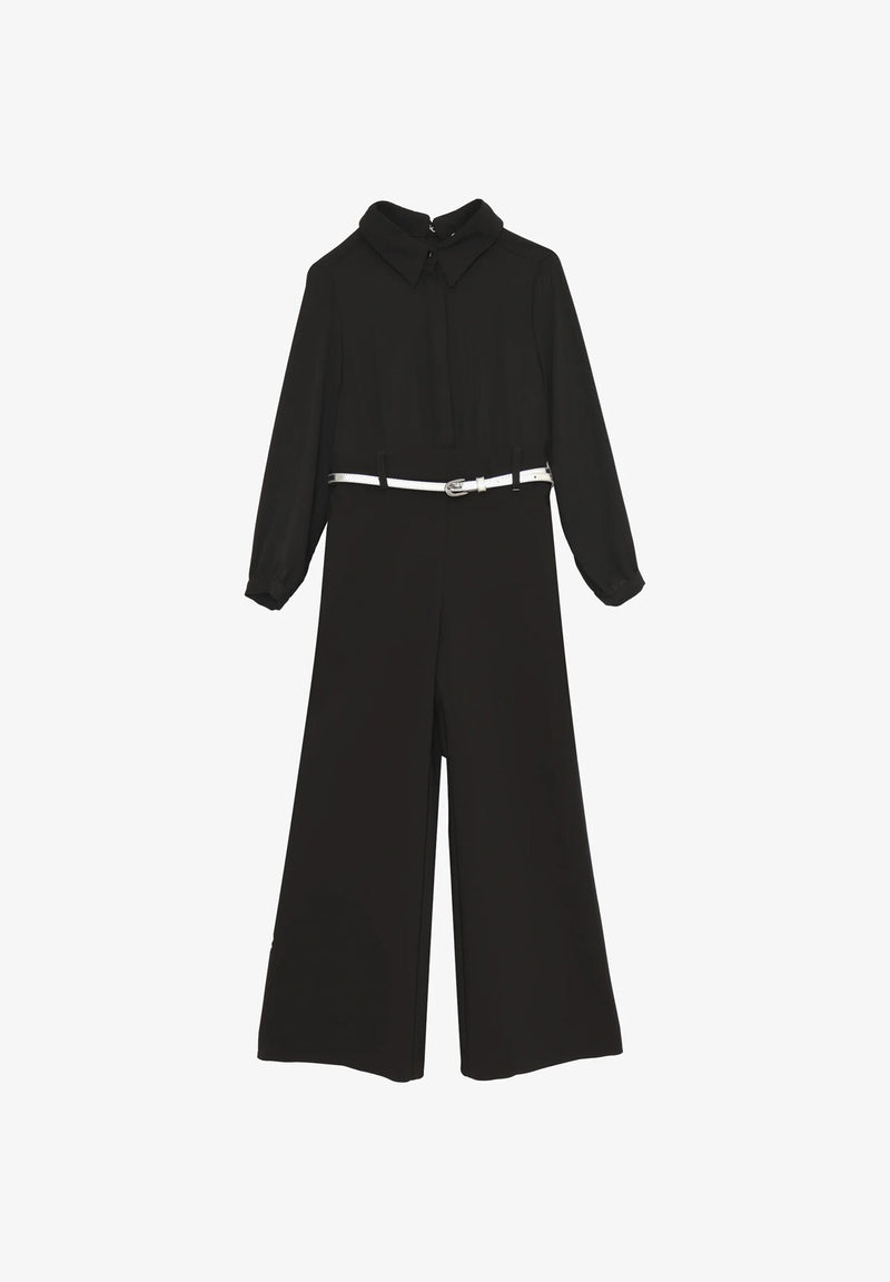Kocca tuta jumpsuit nera bambina e ragazza con cintura elegante - NERO | CammarataMode