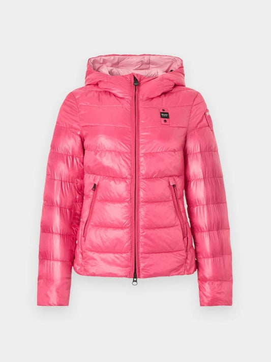 Blauer giubbotto fucsia ragazza con logo