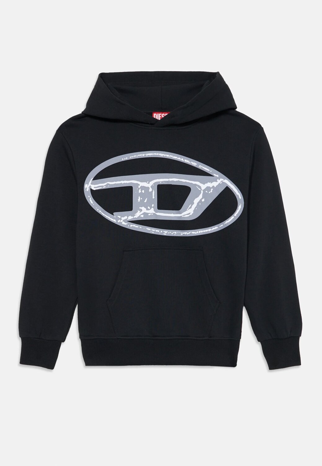 Diesel felpa bambino ragazzo nera con cappuccio cotone logo maxi