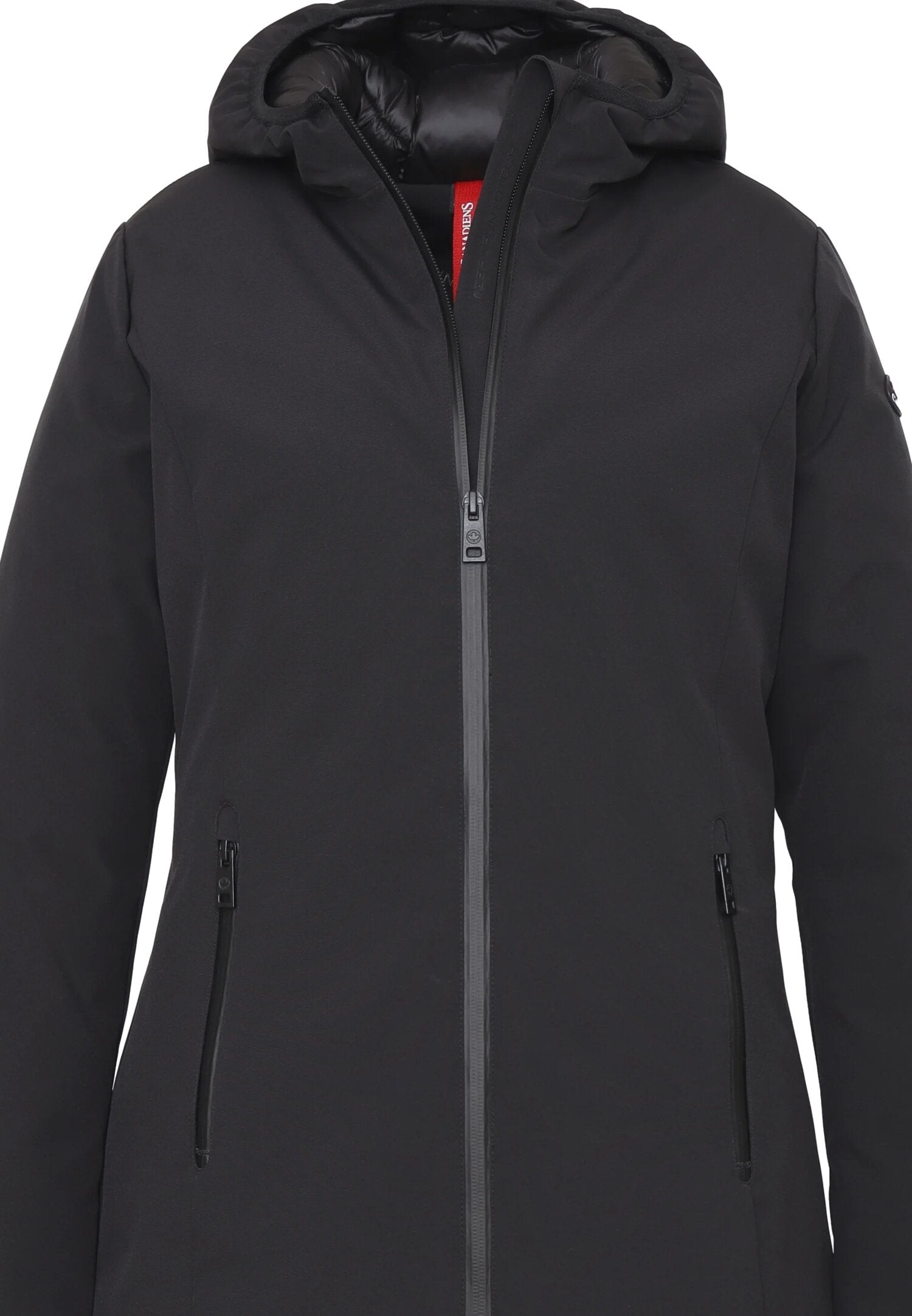 Canadiens Giubbotto Nero Donna In Tessuto Con Cappuccio Invernale AI25