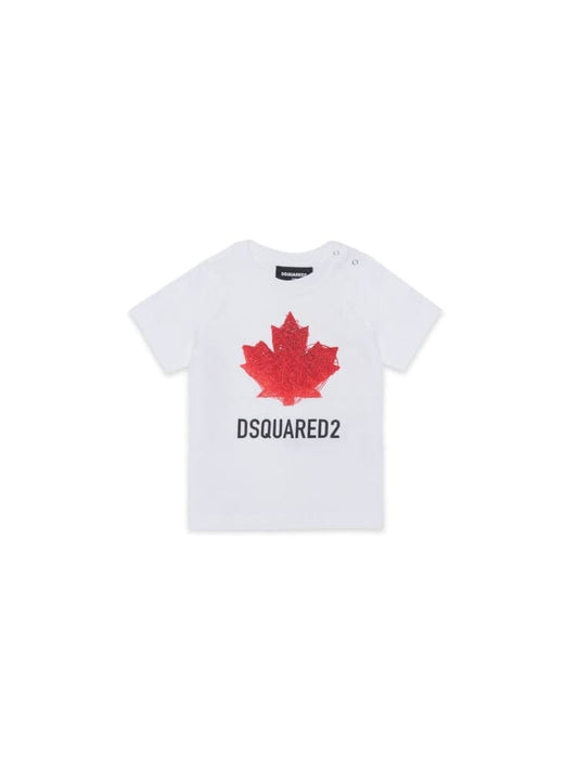 Dsquared t-shirt infant in cotone bianco con logo Bambino
