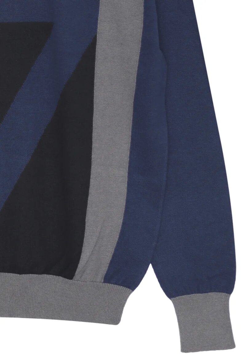John Richmond maglione rasato uomo blu royal in cotone e lana con maxi logo