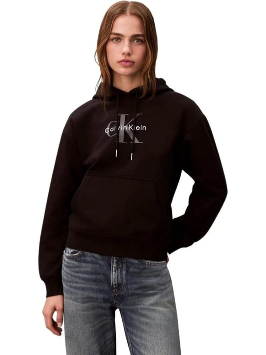 Calvin Klein felpa nera donna con logo