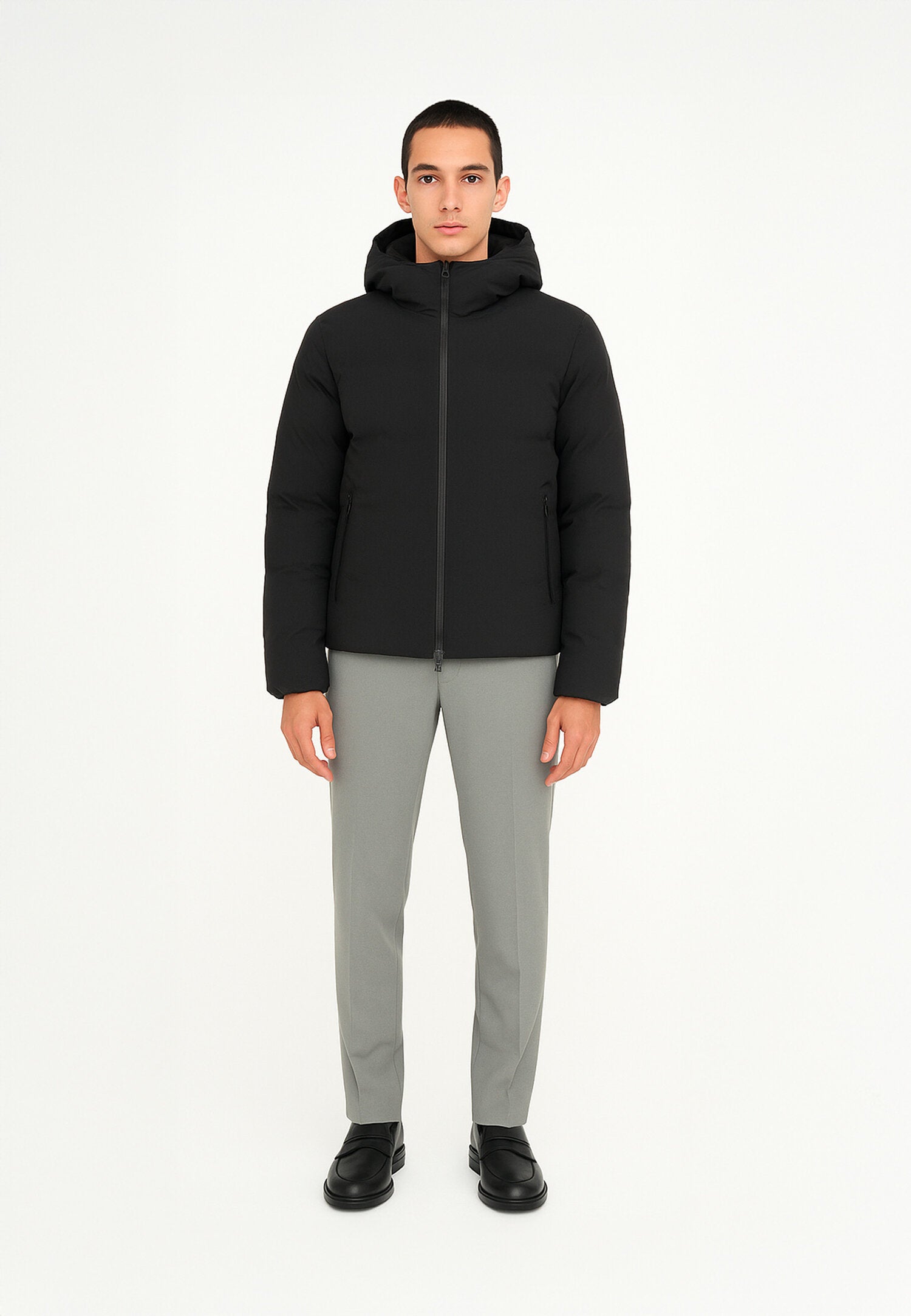 Canadiens Giubbotto Nero Uomo In Tessuto Con Cappuccio Invernale AI25