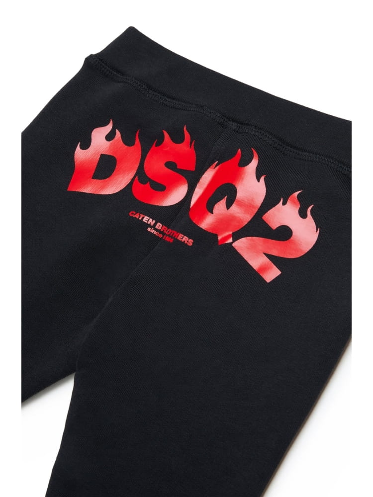Dsquared pantaloni infant in felpa nera con logo Bambino