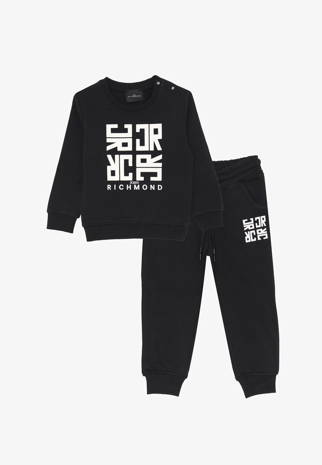 John Richmond completo neonato nero con stampa bianca 100% cotone