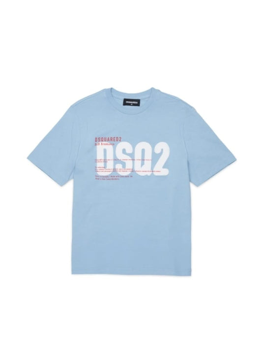 Dsquared t-shirt kids/junior in cotone celeste con logo stampato loose fit Bambino
