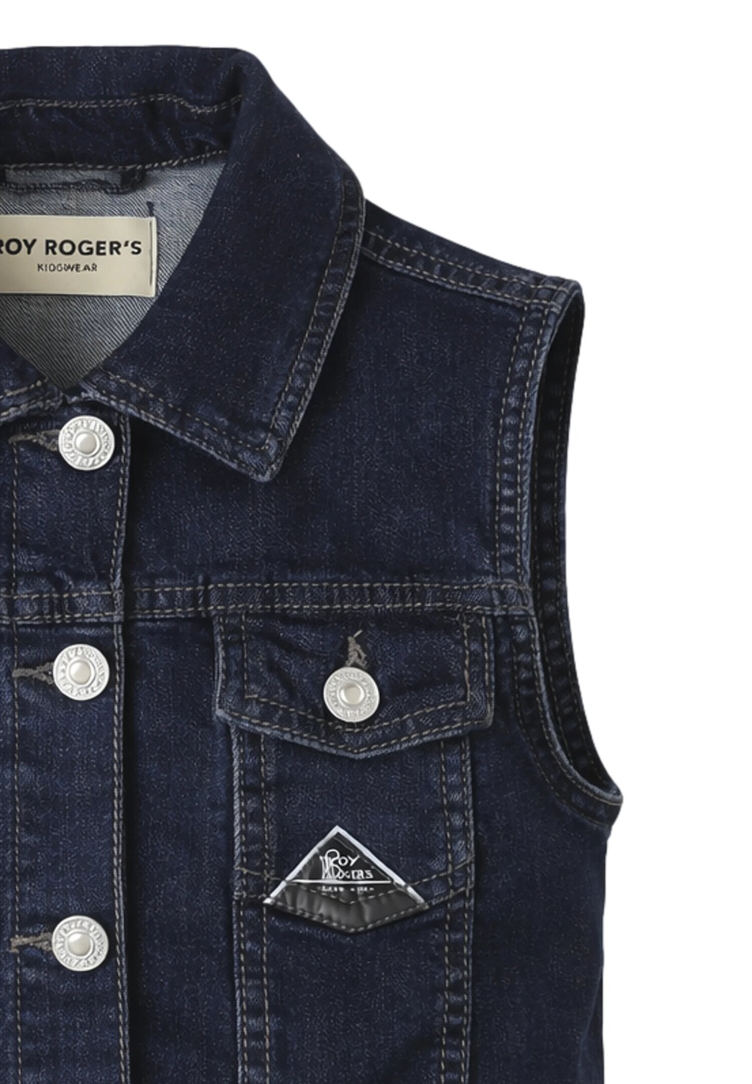 Roy Roger's Gilet Smanicato In Jeans Scuro Bambina RG152_
