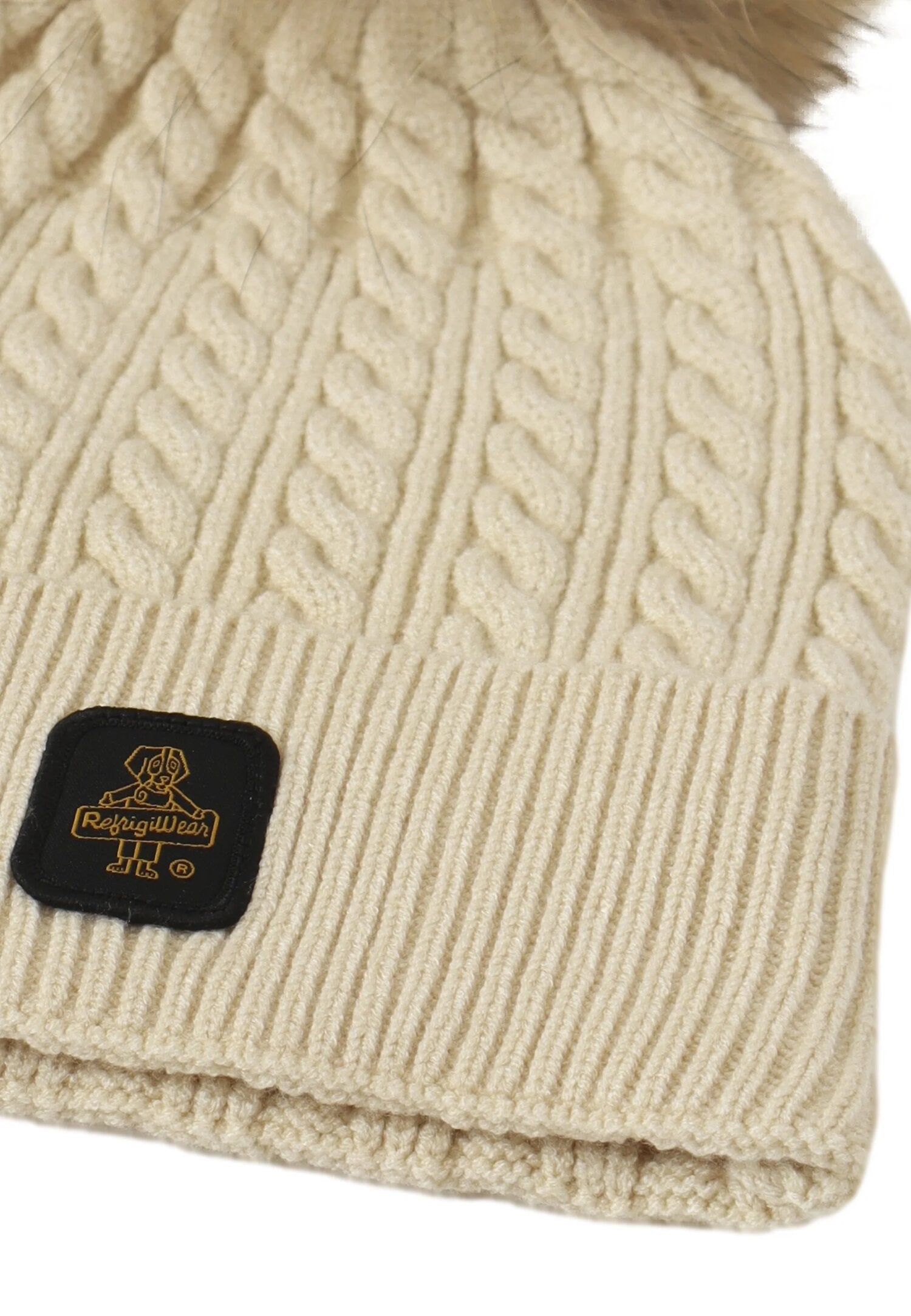 Refrigiwear Cappello Beige Bambina Pon Pon In Lana Cuffia Invernale AI25