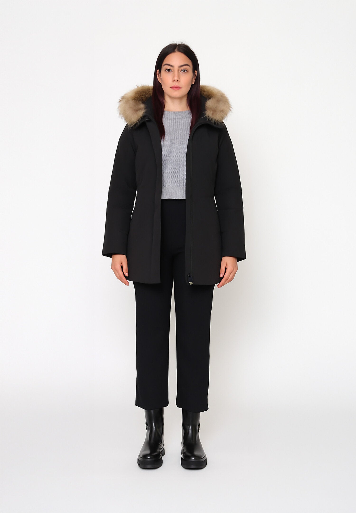 Canadiens Giubbotto Nero Donna In Tessuto Piuma D’oca Invernale AI25